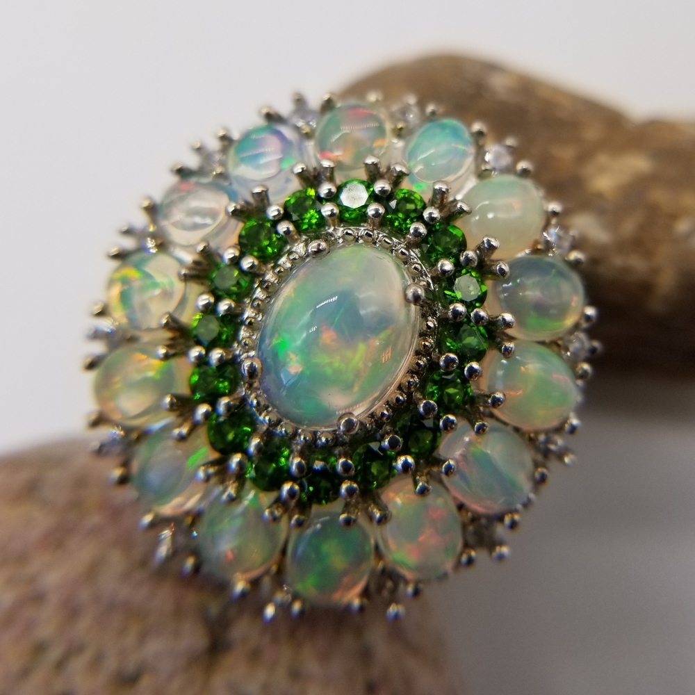 Ethiopian, Welo Opal. Russian Diopside. Ring.